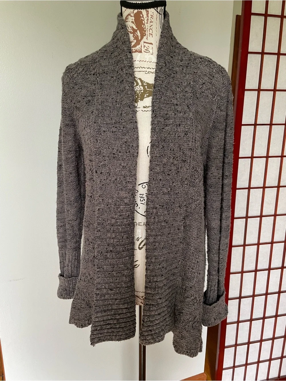 Sonoma Gray Open-Front Women's Cardigan, Size M